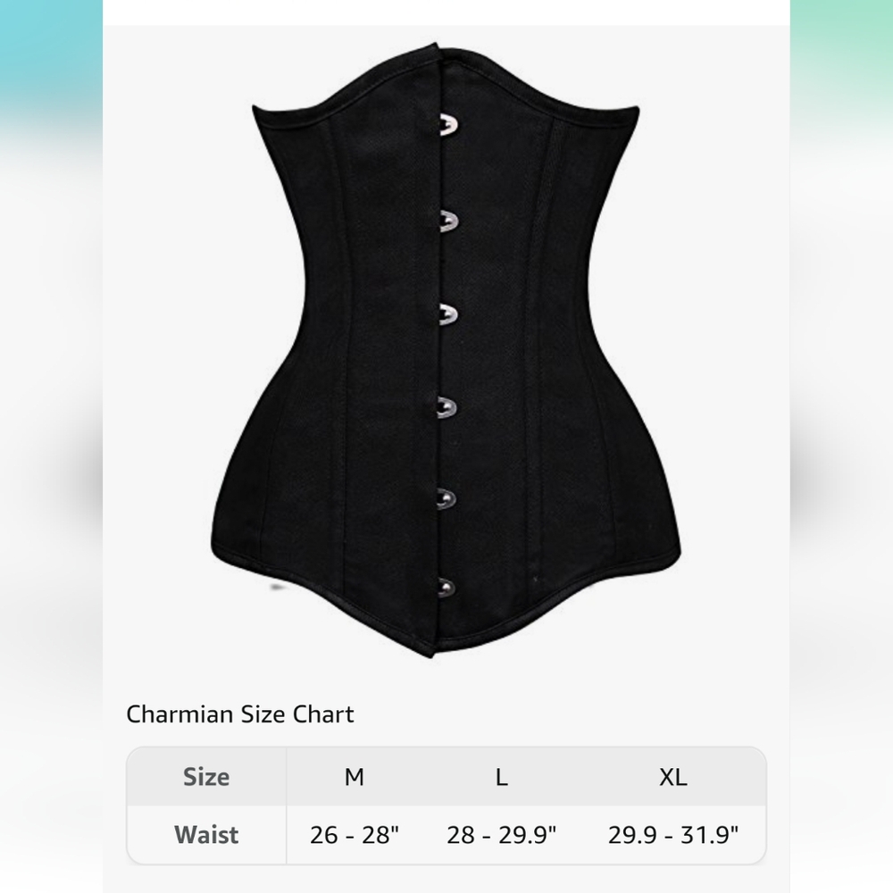 Charmian Women's 26 Steel Boned Cotton Long Torso Hourglass Body Shaper Corset